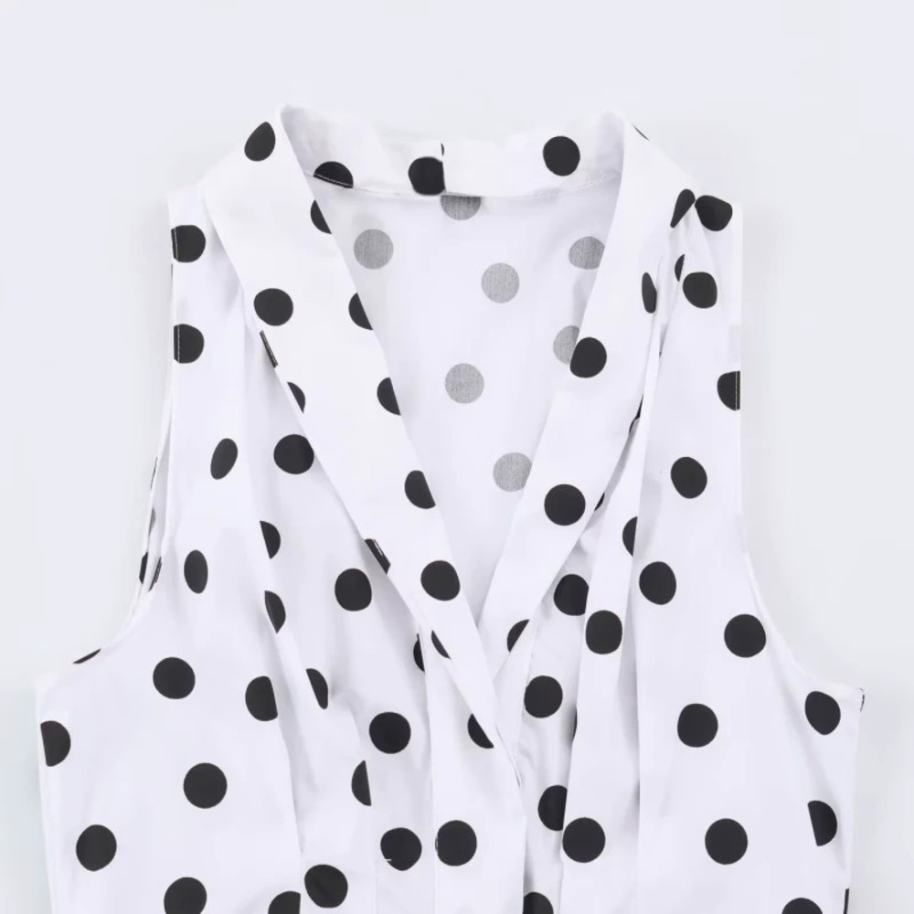 ZARA Casual Sleeveless Polka Dot Dress with Belt